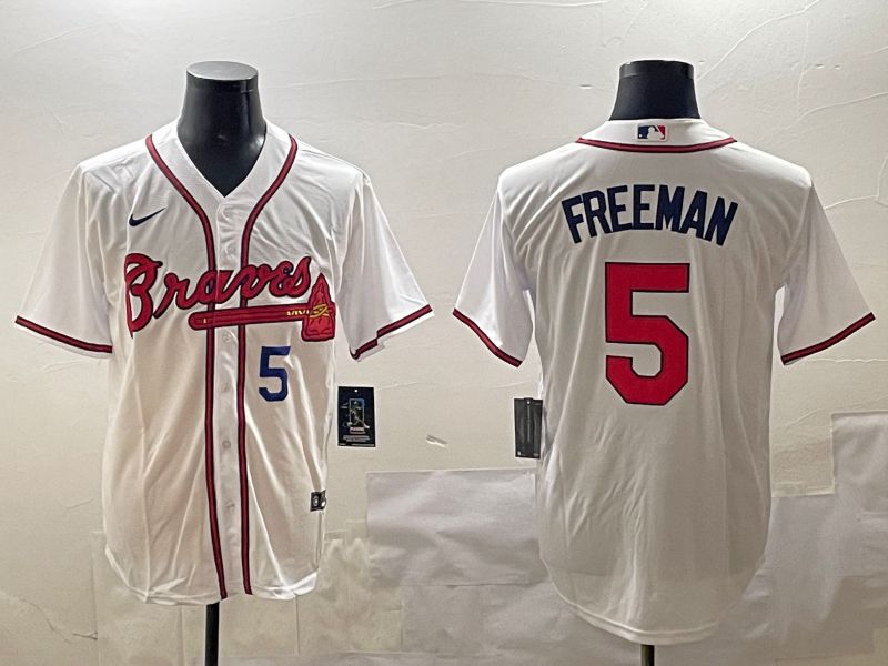 Men Atlanta Braves 5 Freeman White Game 2025 Nike MLB Jersey style 2
